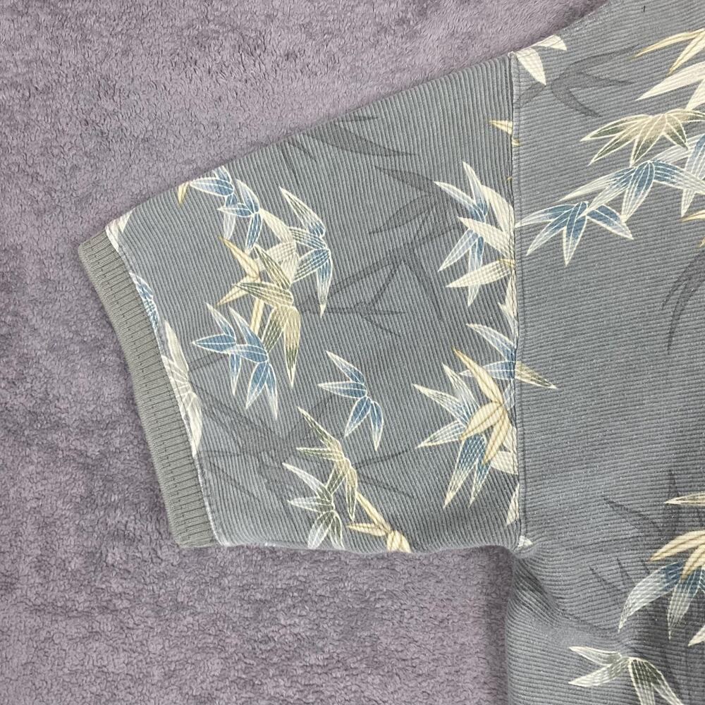Tommy Bahama Polo Shirt Mens Large Gray Bamboo Leaf Hawaiian Tropical Cotton - Picture 8 of 15
